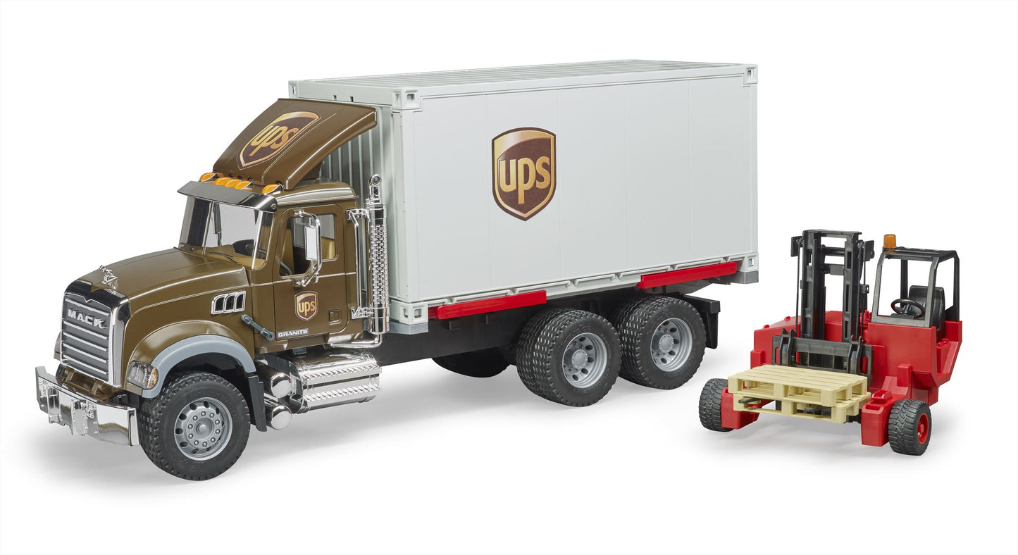 Bruder Mack Granite UPS vrachtwagen met heftruck