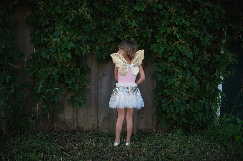 Gracious Gold Sequins Skirt with Wings & Headband, SIZE US 4-6
