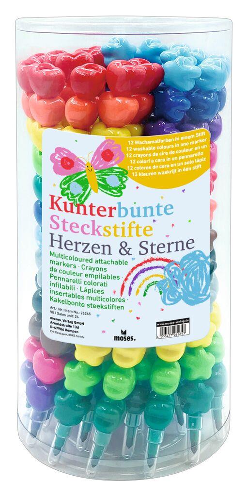 Stapel kleurpotloden regenboog hart of ster 2 assorti
