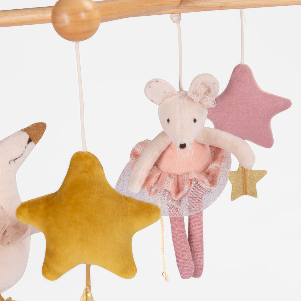 Muziekmobiel – La Petite École de Danse (muis, zwanen &amp; sterren)