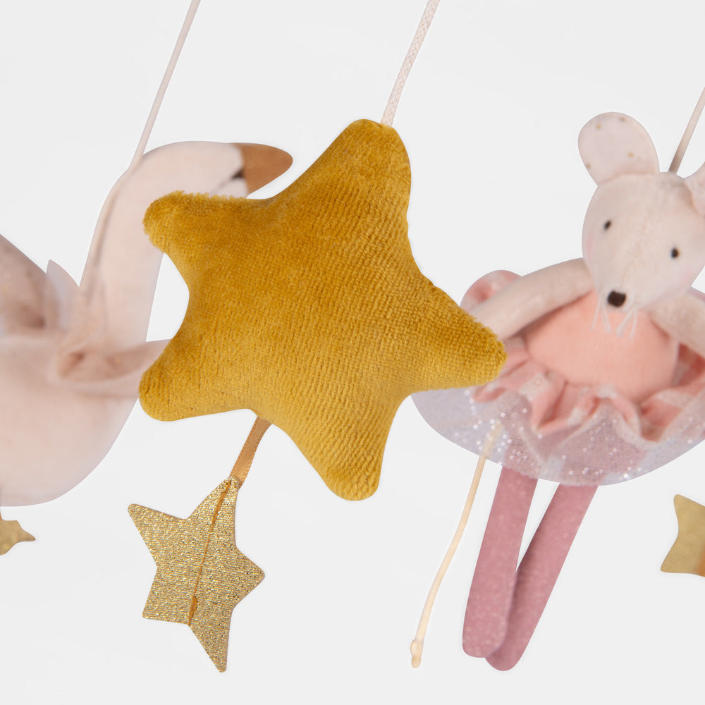 Muziekmobiel – La Petite École de Danse (muis, zwanen &amp; sterren)