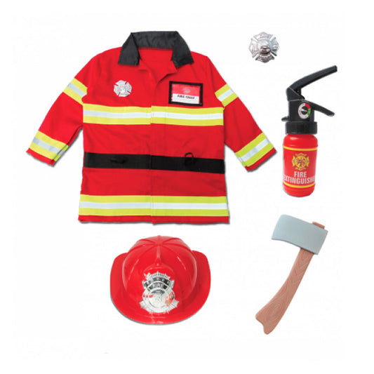 Fireman Coat with Helmet & Accessory Set (5 pcs), SIZE US 5-6