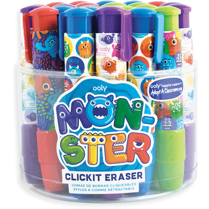 Ooly - Click It Erasers - Tub of 24 - Monsters