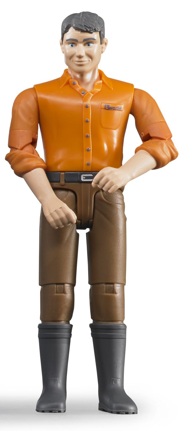 Bruder bworld Man met Bruine Broek en Oranje Overhemd