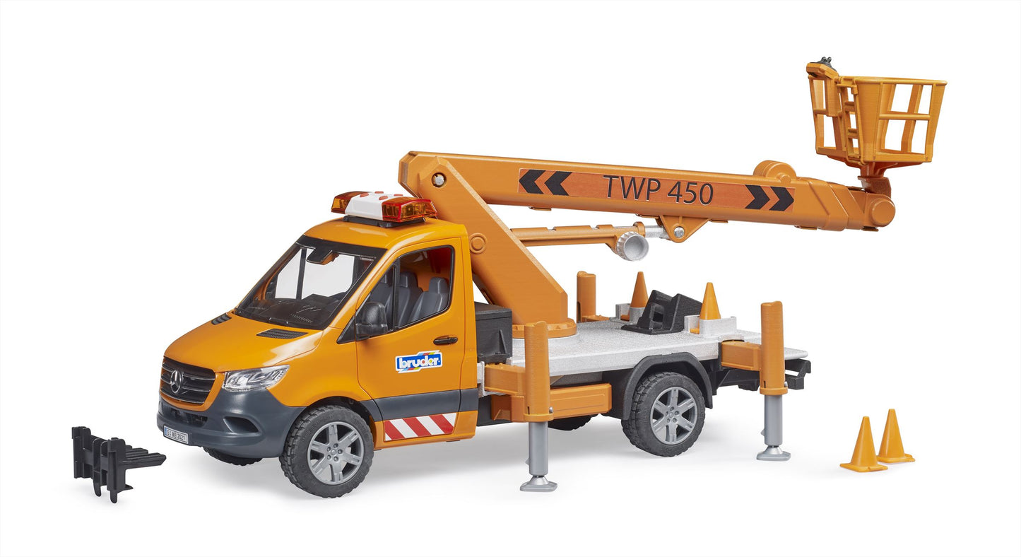 Bruder Mercedes Benz Sprinter met hoogwerker, licht en geluid