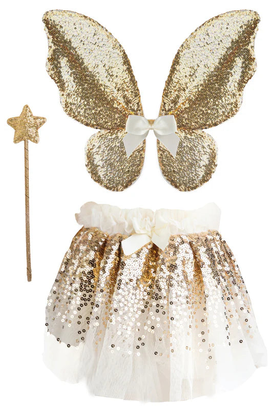 Gracious Gold Sequins Skirt with Wings & Headband, SIZE US 4-6