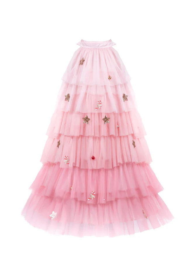 Christmas Tree Dress with Headband, Blush, SIZE US 3-4