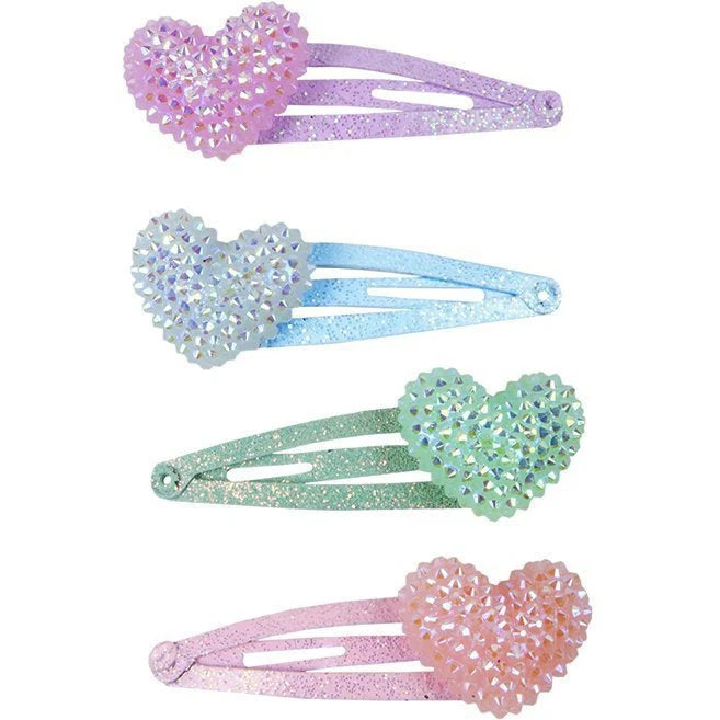 Sparkle Heart Bobble Hairclip Set (4 pcs)