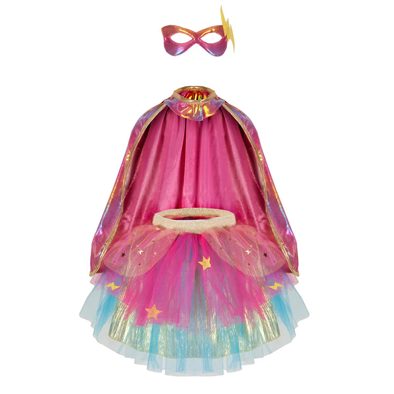 Super-Duper Tutu with Cape & Mask, Pink/Gold, SIZE US 4-6