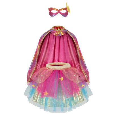 Super-Duper Tutu with Cape & Mask, Pink/Gold, SIZE US 4-6