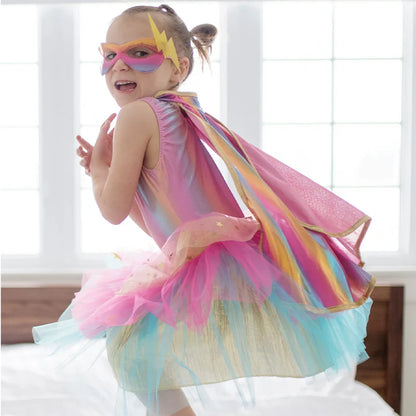 Super-Duper Tutu with Cape & Mask, Pink/Gold, SIZE US 4-6