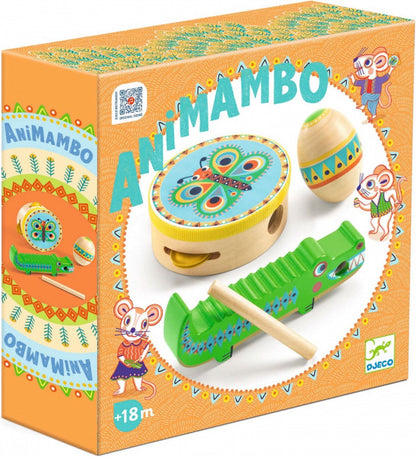 Animambo Set de percusions: Tambourin,maracas, guiro