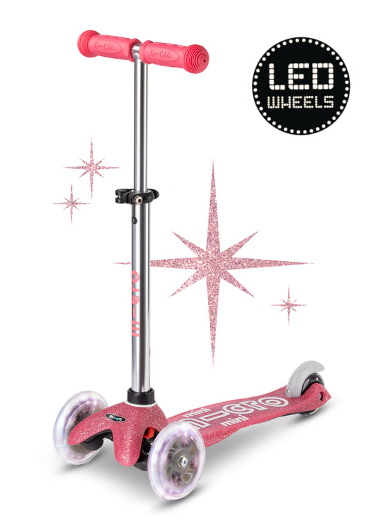 Mini Micro step Deluxe Fairy Glitter LED - 3-wiel kinderstep - Roze