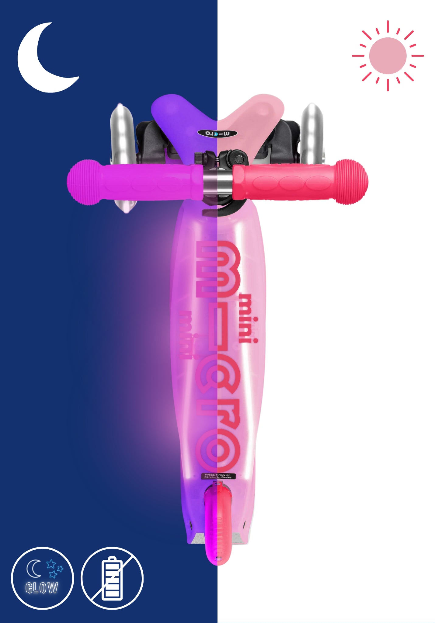 Mini Micro step Deluxe Glow LED Plus - 3-wiel kinderstep - Frosty Roze