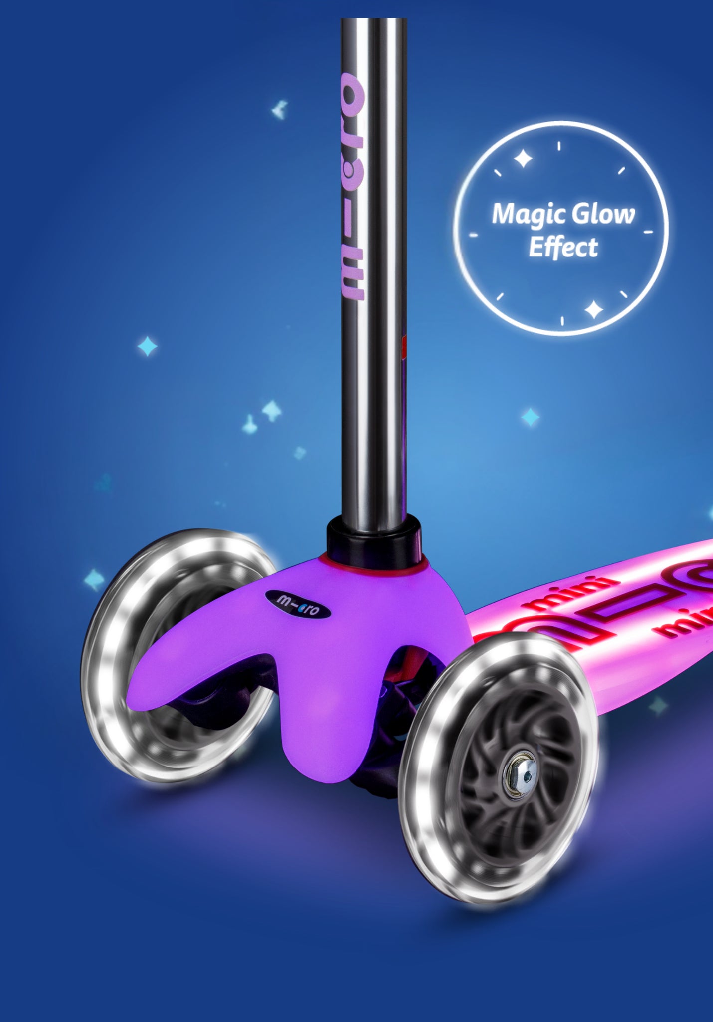 Mini Micro step Deluxe Glow LED Plus - 3-wiel kinderstep - Frosty Roze